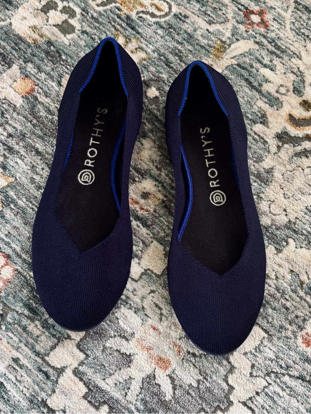 Rothy's Navy Recycled Knit Slip-On Ballet Flats